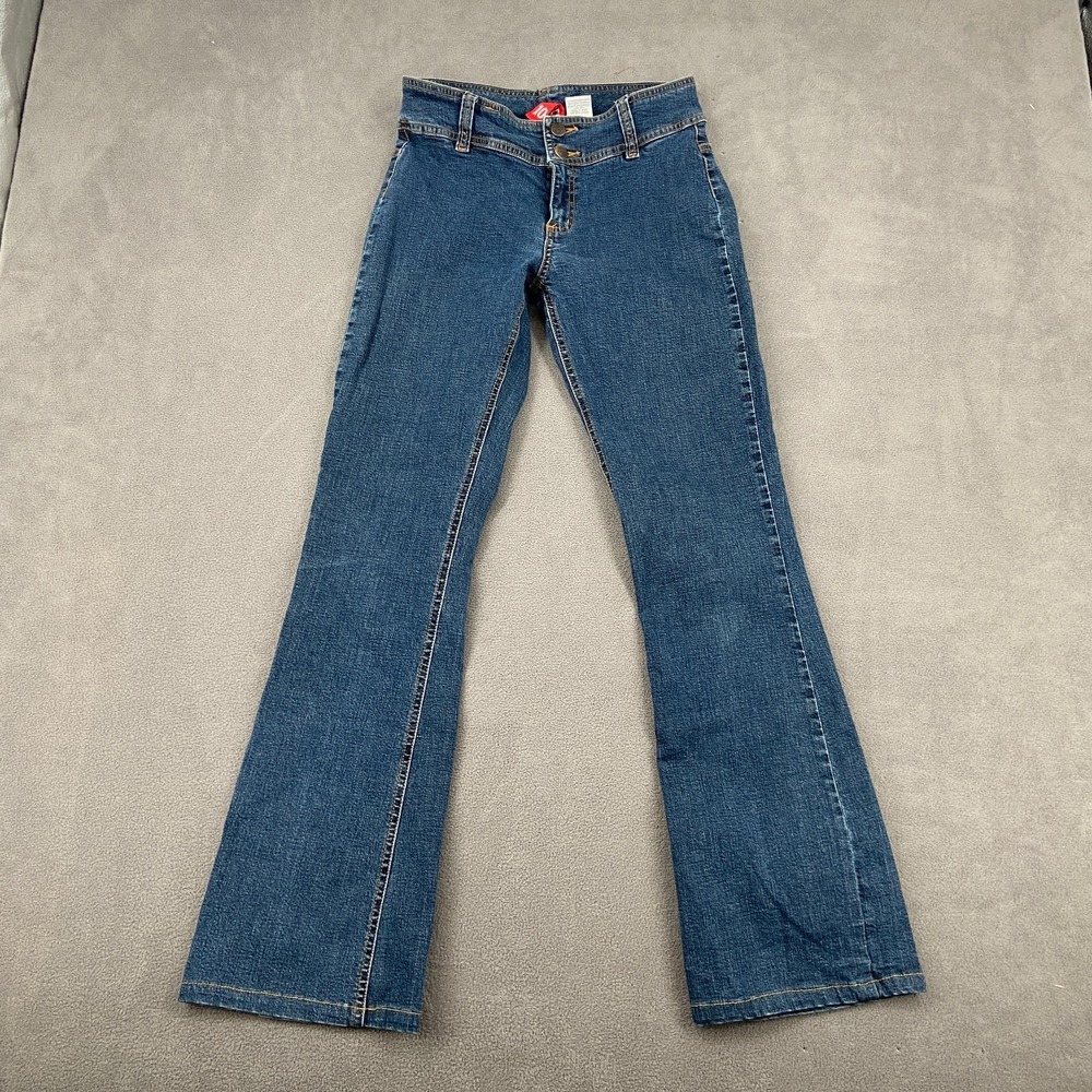 Divided H&M Flared Jeans Women 10 Blue Denim Stretch High Waisted Two Button Fly
